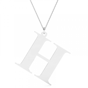 Naszyjnik srebrny duża litera H mono
