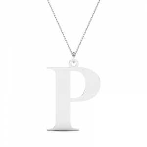 Naszyjnik srebrny duża litera P mono