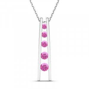 Naszyjnik srebrny z różowymi cyrkoniami 