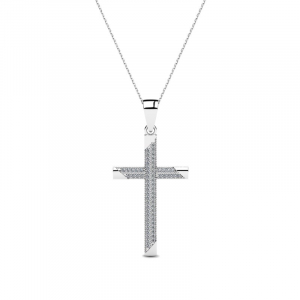 Naszyjnik srebrny krzyż z cyrkoniami 