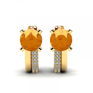 Kolczyki złote pomarańczowe cyrkonie