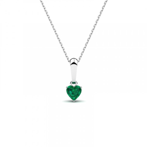 Naszyjnik srebrny serce zielona cyrkonia 4mm