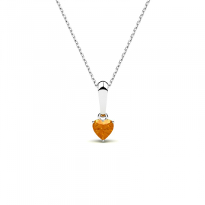 Naszyjnik srebrny serce cyrkonia pomarańcz 4mm 