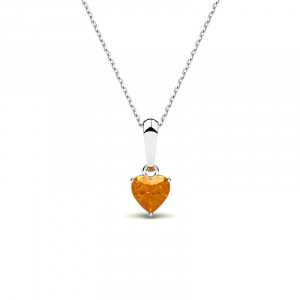 Naszyjnik srebrny serce cyrkonia pomarańcz 5mm 