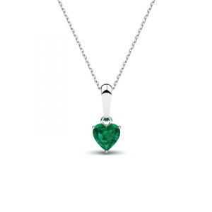 Naszyjnik srebrny serce zielona cyrkonia 5mm 
