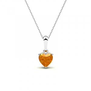 Naszyjnik srebrny serce cyrkonia pomarańcz 6mm 