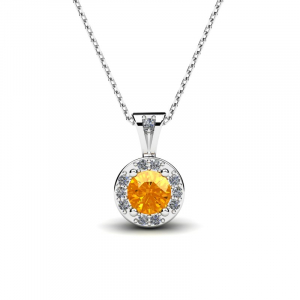 Naszyjnik srebrny klasyczny cyrkonia pomarańcz