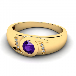 Pierścionek złoty z fioletową cyrkonią zaręczyny