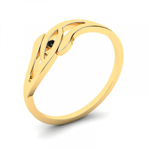 Klasyczny pierścionek złoty z czarnym brylantem