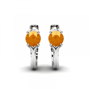 Kolczyki białe złoto pomarańczowe cyrkonie 5mm