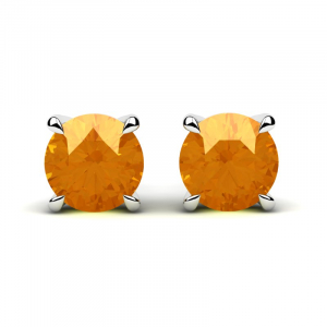 Kolczyki białe złoto pomarańczowe cyrkonie 9mm