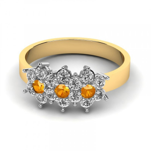 Pierścionek złoty z pomarańczowymi cyrkoniami 