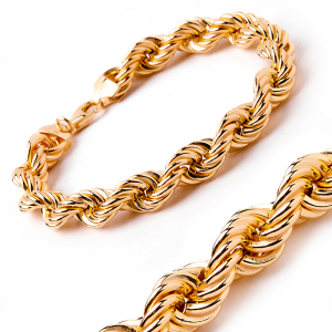 Wide silver gold plated rope chain bracelet 