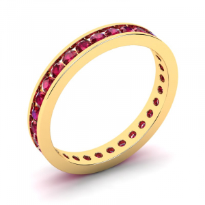 Obrączka złota rings z czerwonymi cyrkoniami