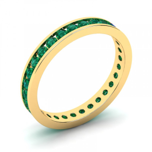 Obrączka złota rings z zielonymi cyrkoniami