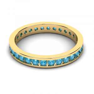Obrączka złota rings z błękitnymi cyrkoniami