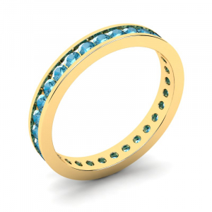 Obrączka złota rings z błękitnymi cyrkoniami