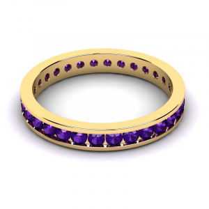 Obrączka złota rings z fioletowymi cyrkoniami