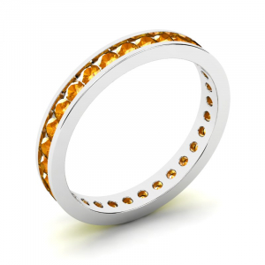 Obrączka z białego złota rings cyrkonie pomarańcz