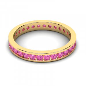 Obrączka złota rings z różowymi cyrkoniami 14kr