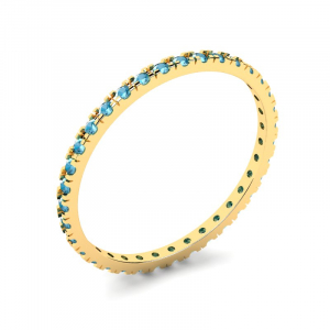Obrączka złota z niebieskimi cyrkoniami rings