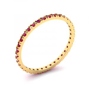 Obrączka złota rings z czerwonymi cyrkoniami 