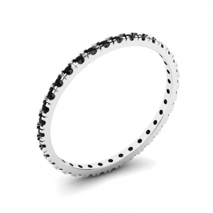 Obrączka z białego złota rings czarne cyrkonie