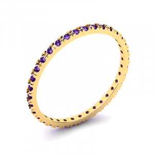 Obrączka złota rings z fioletowymi cyrkoniami 14kr