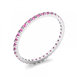Obrączka z białego złota różowe cyrkonie rings 