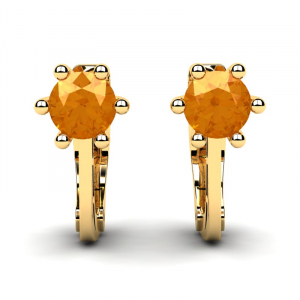 Kolczyki złote klasyczne cyrkonie pomarańcz 5mm