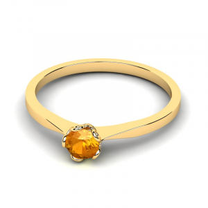 Pierścionek złoty z pomarańczową cyrkonią 4mm