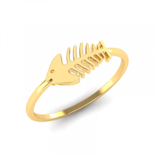 Pierścionek złoty fish bone rybie kości