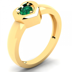 Pierścionek złoty zielona cyrkonia 4mm