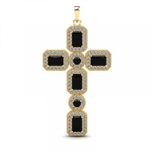 Wisiorek złoty krzyż z czarnymi brylantami 3,75ct