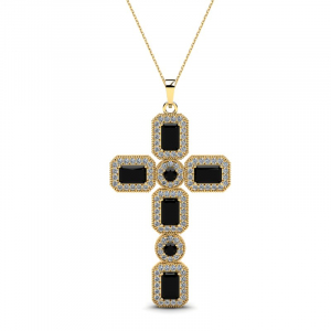 Naszyjnik złoty krzyż z czarnymi cyrkoniami
