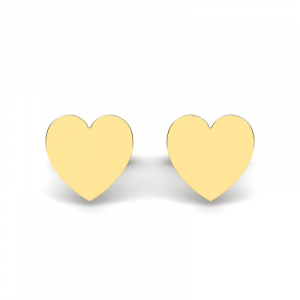 Yellow gold heart earrings stud backs