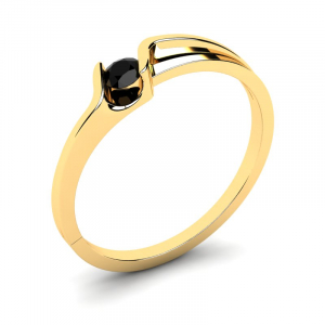 Klasyczny pierścionek złoty czarny brylant 0,10ct