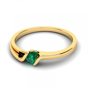 Klasyczny pierścionek złoty zielona cyrkonia 14kr