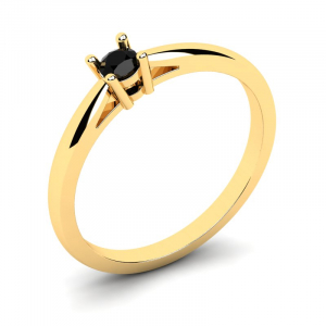 Klasyczny pierścionek złoty z czarną cyrkonią