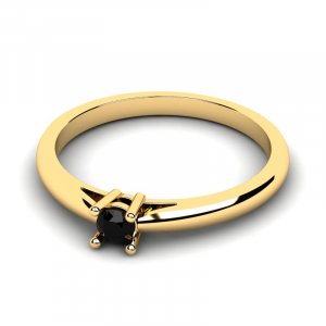 Klasyczny pierścionek złoty z czarną cyrkonią
