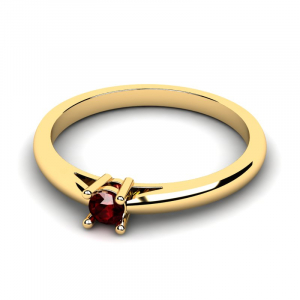 Klasyczny pierścionek złoty z bordową cyrkonią