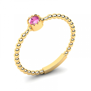 Pierścionek złoty obrączka z różową cyrkonią 3mm
