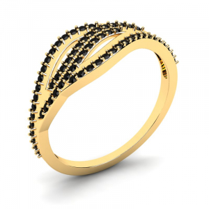 Wspaniały pierścionek złoty z czarnymi cyrkoniami