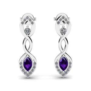 Gold earrings with 0.85ct amethysts and diamonds (1) (1) (1) (1) (1) (1) (1) (1) (1)