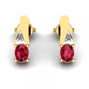 Gold stud earrings with rubies and diamonds 0,31ct (1)