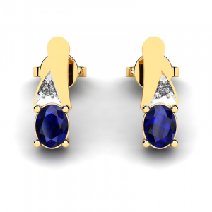Yellow gold diamond and sapphire stud earrings (1)