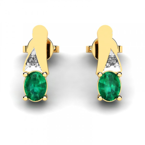 Yellow gold earrings with emeralds and diamonds (1)