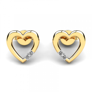Gold heart earrings with diamonds present (1)