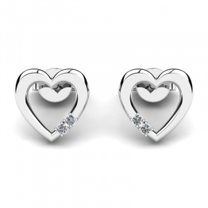 Gold heart earrings with diamonds present (1) (1)