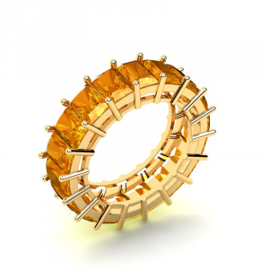 Obrączka złota pomarańczowe cyrkonie 6x4mm